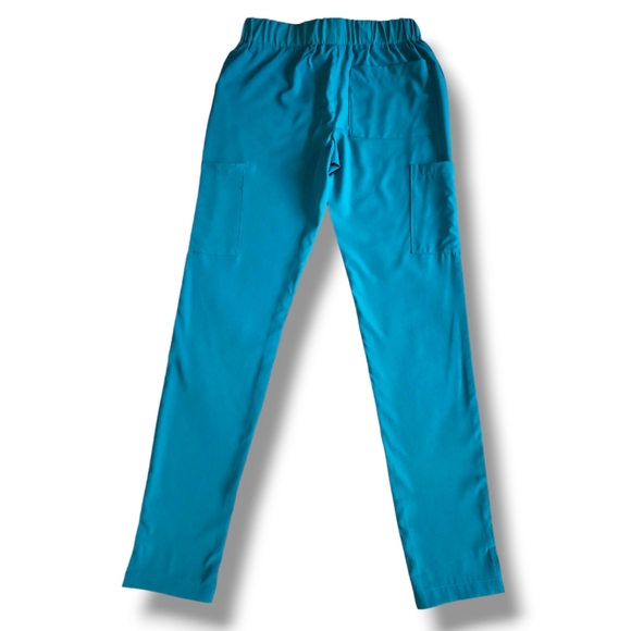 Flexxione Teal Medical Scrub Pants XS Multiple Pockets Straight Leg Confortable - Picture 7 of 16